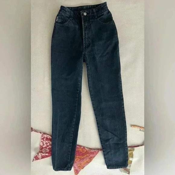 VTG BONGO Mom Jeans Made in USA Dark BLUE Size 0 High Rise Tapered - Picture 2 of 12